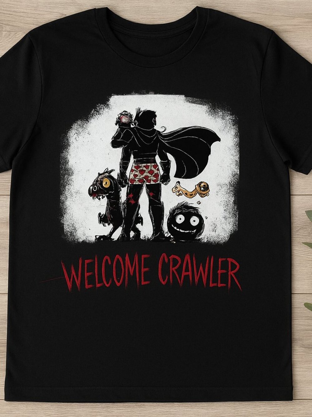 Welcome Crawler Graphic T-Shirt Black Gothic Monster Fantasy Creature Retro Tee